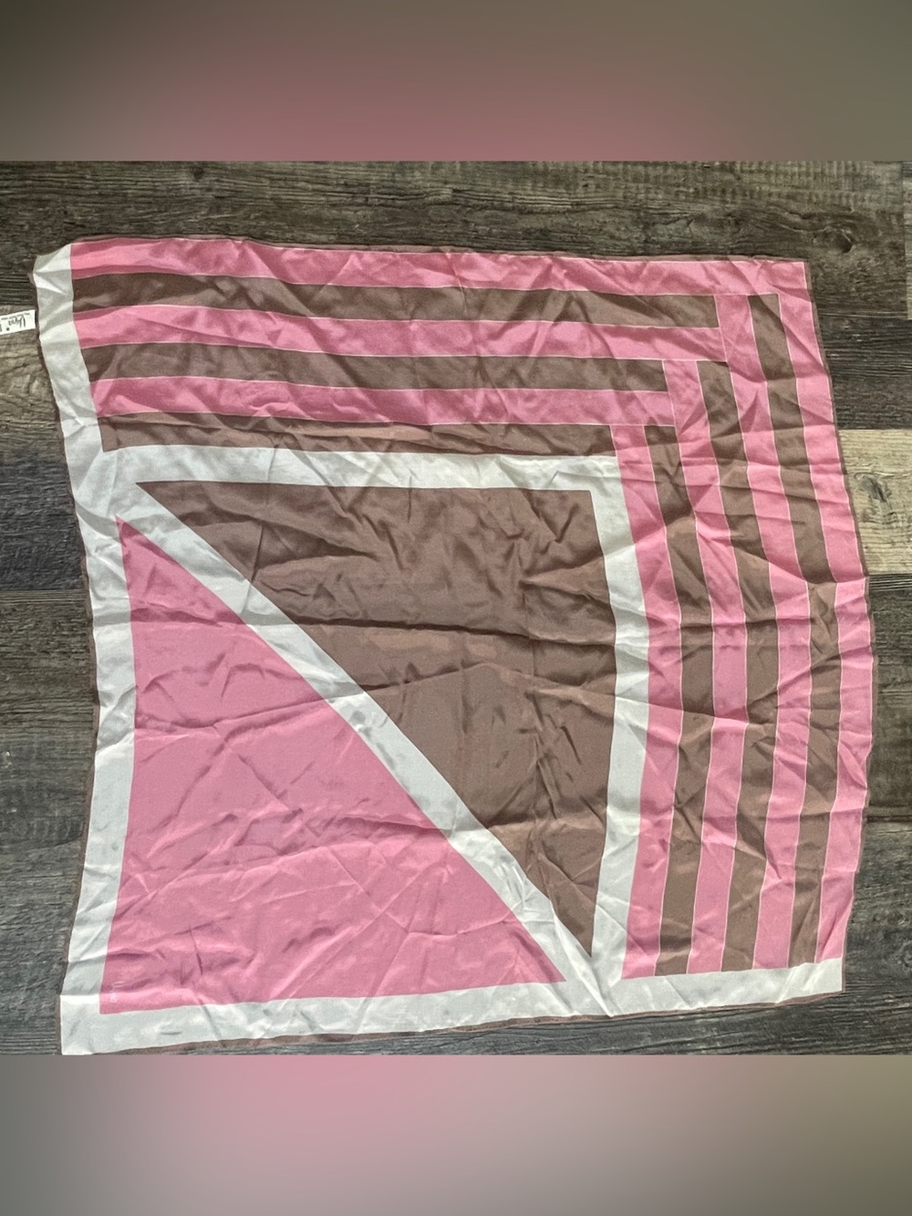 Vintage Vera Neumann pink/taupe silk scarf